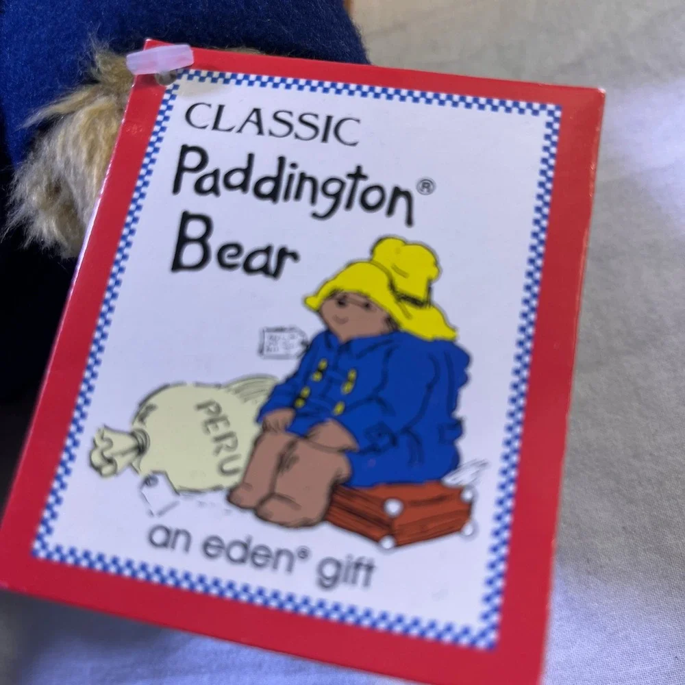 VTG‎ Classic Paddington Bear Plush Toy Yellow Hat Blue Coat Eden Gift